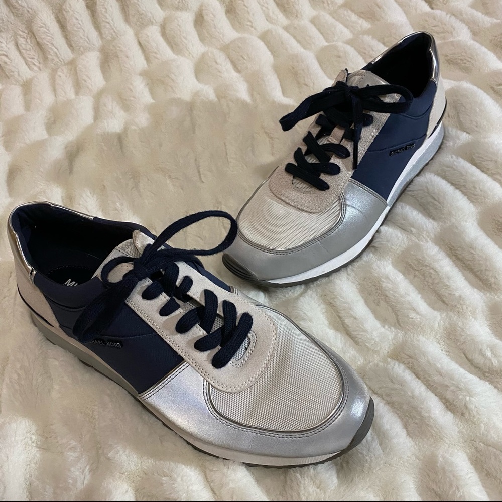 Michael Kors Allie Wrap Trainer Sneakers 11 Navy